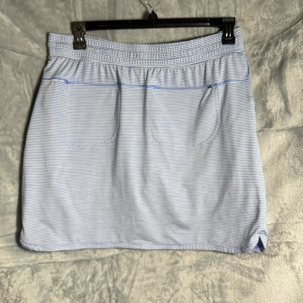 Duluth trading company skort‎ Light Blue Striped Skirt with Drawstring women’s L